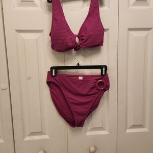 Old Navy Fuschia Textured Bikini Set Sz M